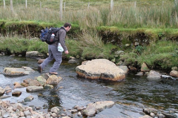 Jumping the Kylemore in Glencorbet. The river had not seen much recent rain.